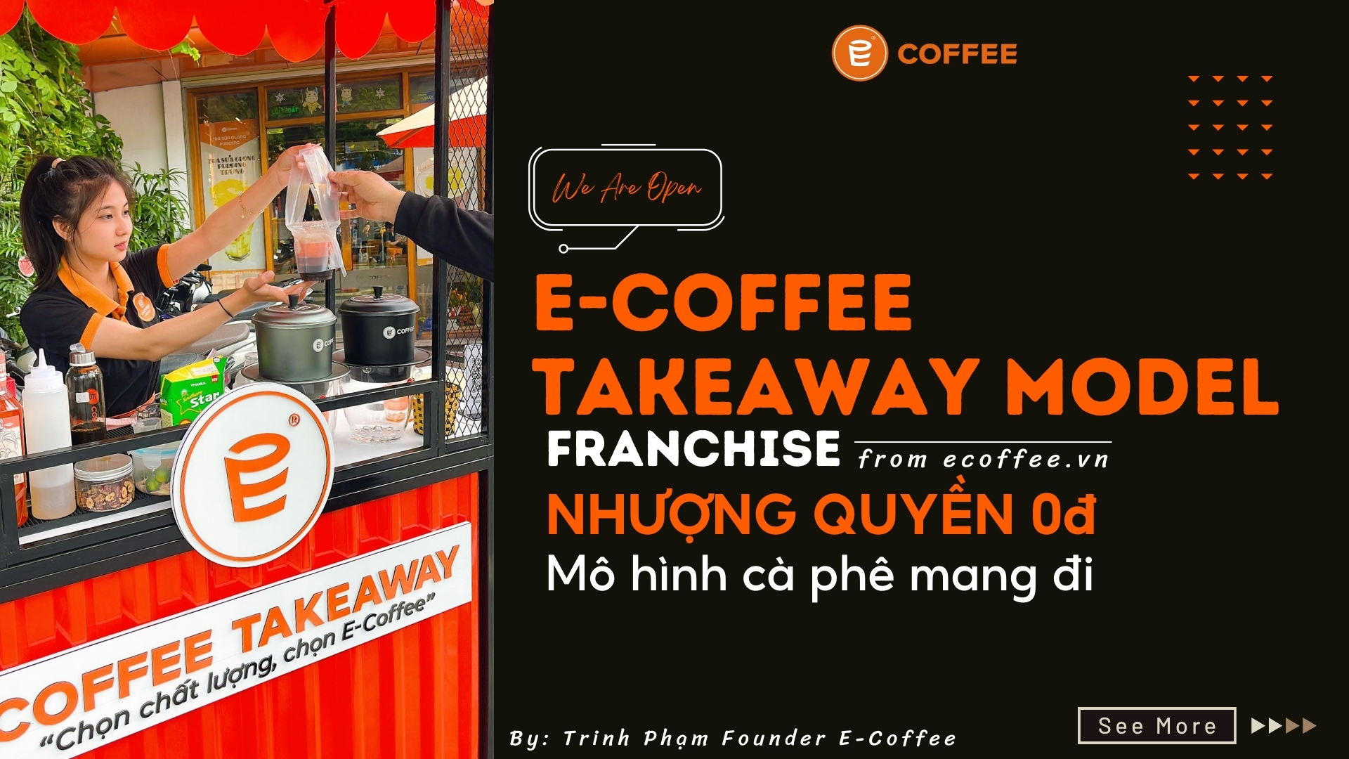 nhượng quyền 0 đồng mô hình xe cà phê lắp ghép chuyên nghiệp E-Coffee TakeAway