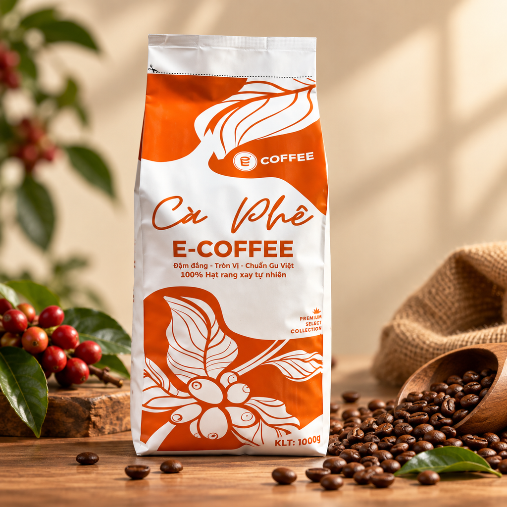 Cà phê E-Coffee rang xay pha phin túi 1kg