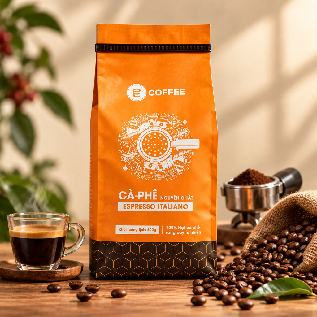 Cà phê Espresso Italiano E-Coffee 100% Arabica rang Medium