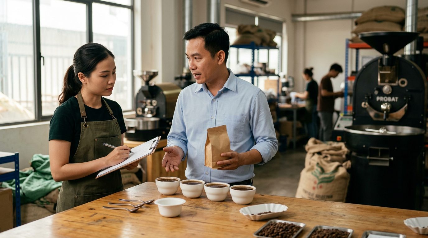 Thử nếm mẫu đối chứng giúp đơn vị rang xay nắm bắt chuẩn xác khẩu vị mục tiêu