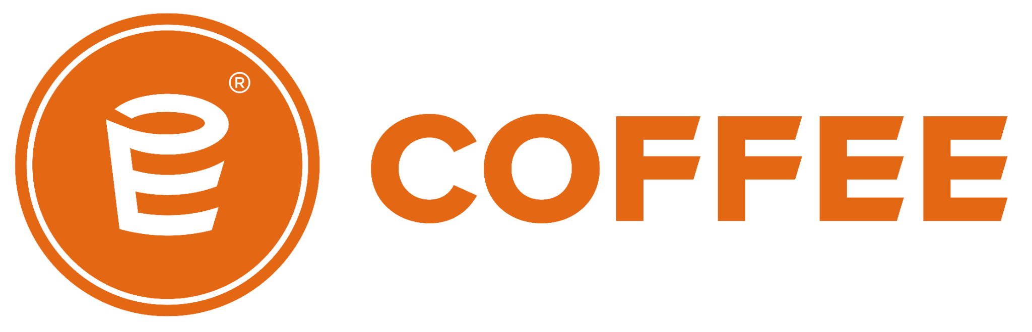 Logo E-Coffee Việt Nam màu cam dạng ngang